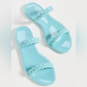 Stuart Weitzman Braida Sawyer Jelly Sandals Sz 7 TURQUESA